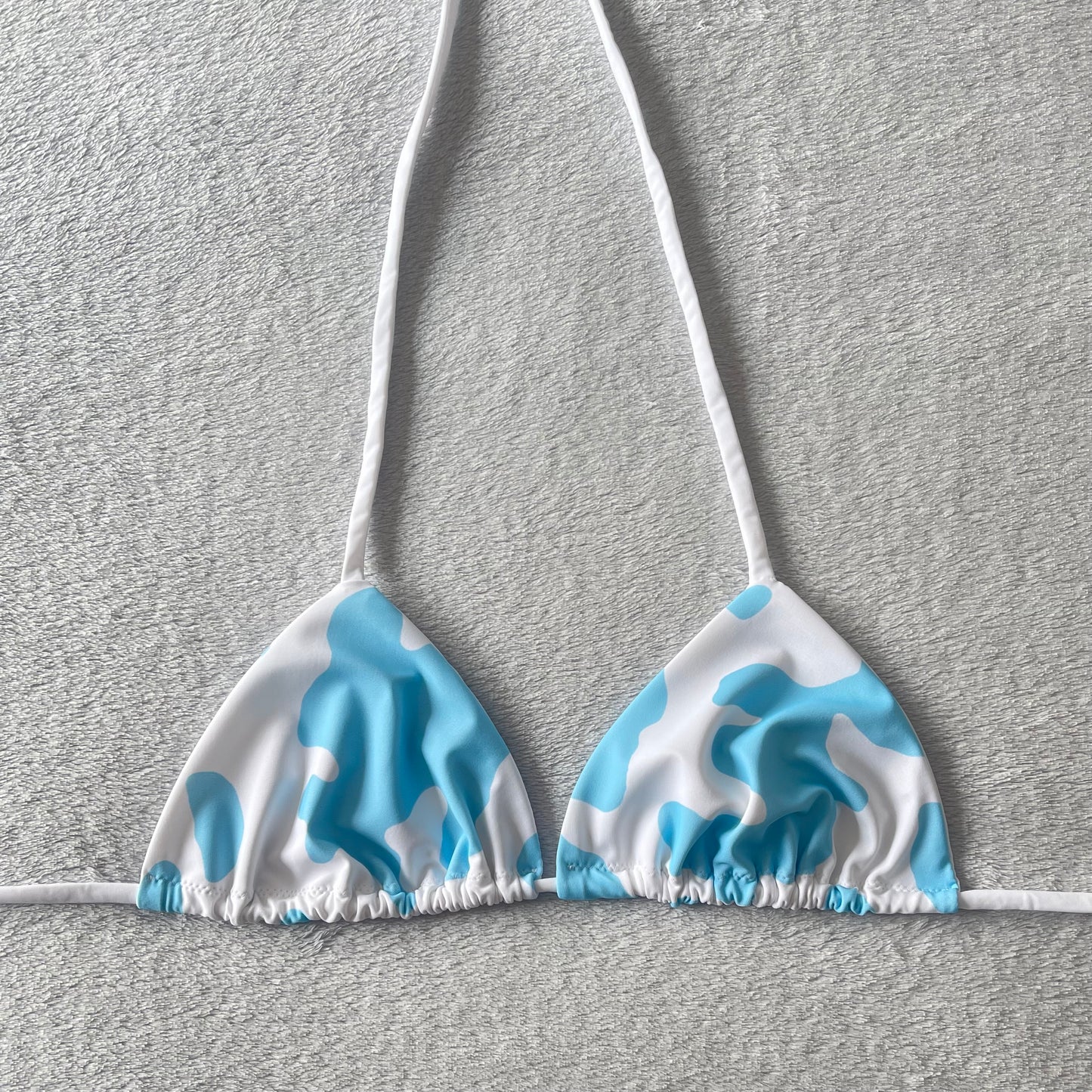 Baby Blue Cow Print Bikini Top