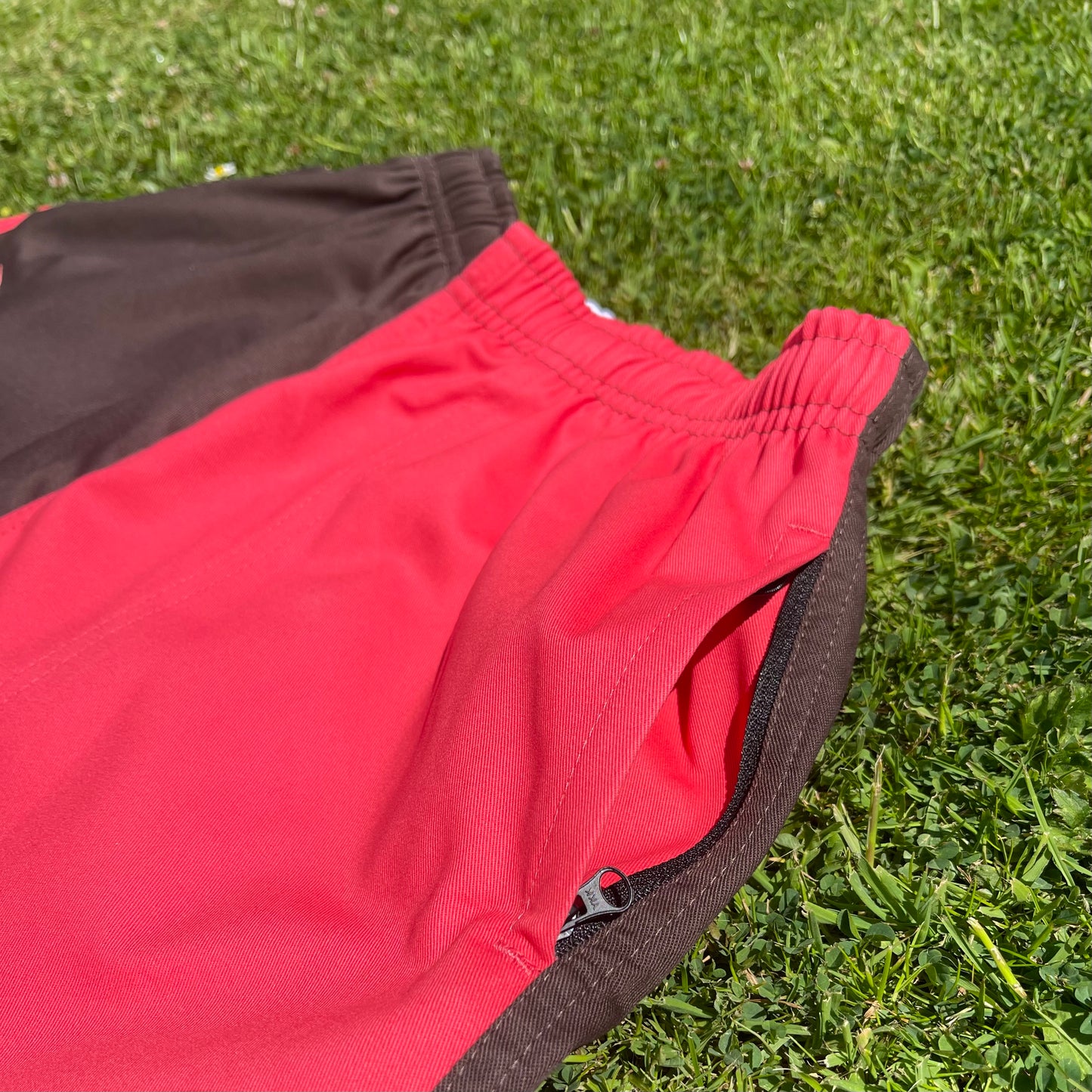 Chocolate and Raspberry Zipped Pocket Shorts