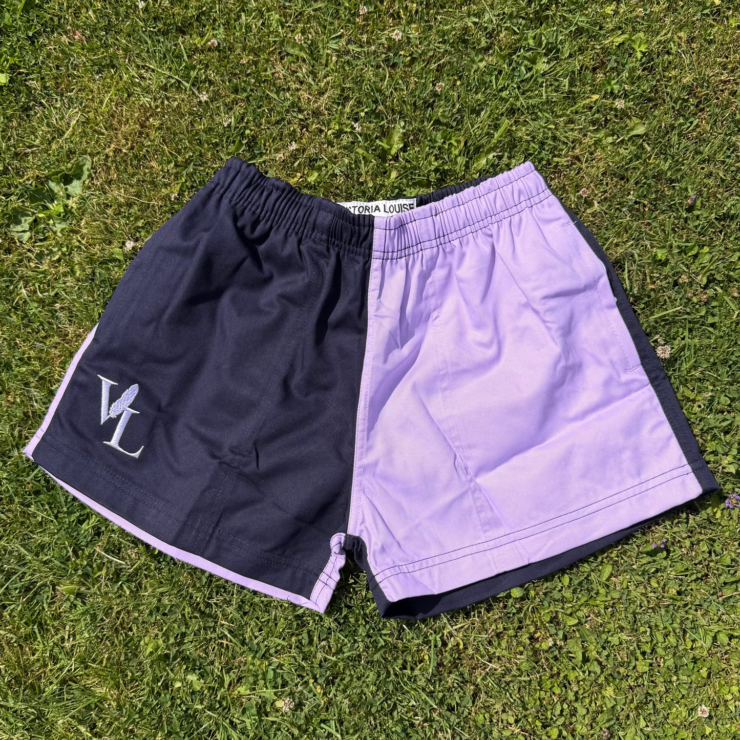 Lilac and Navy Zipped Pocket Shorts