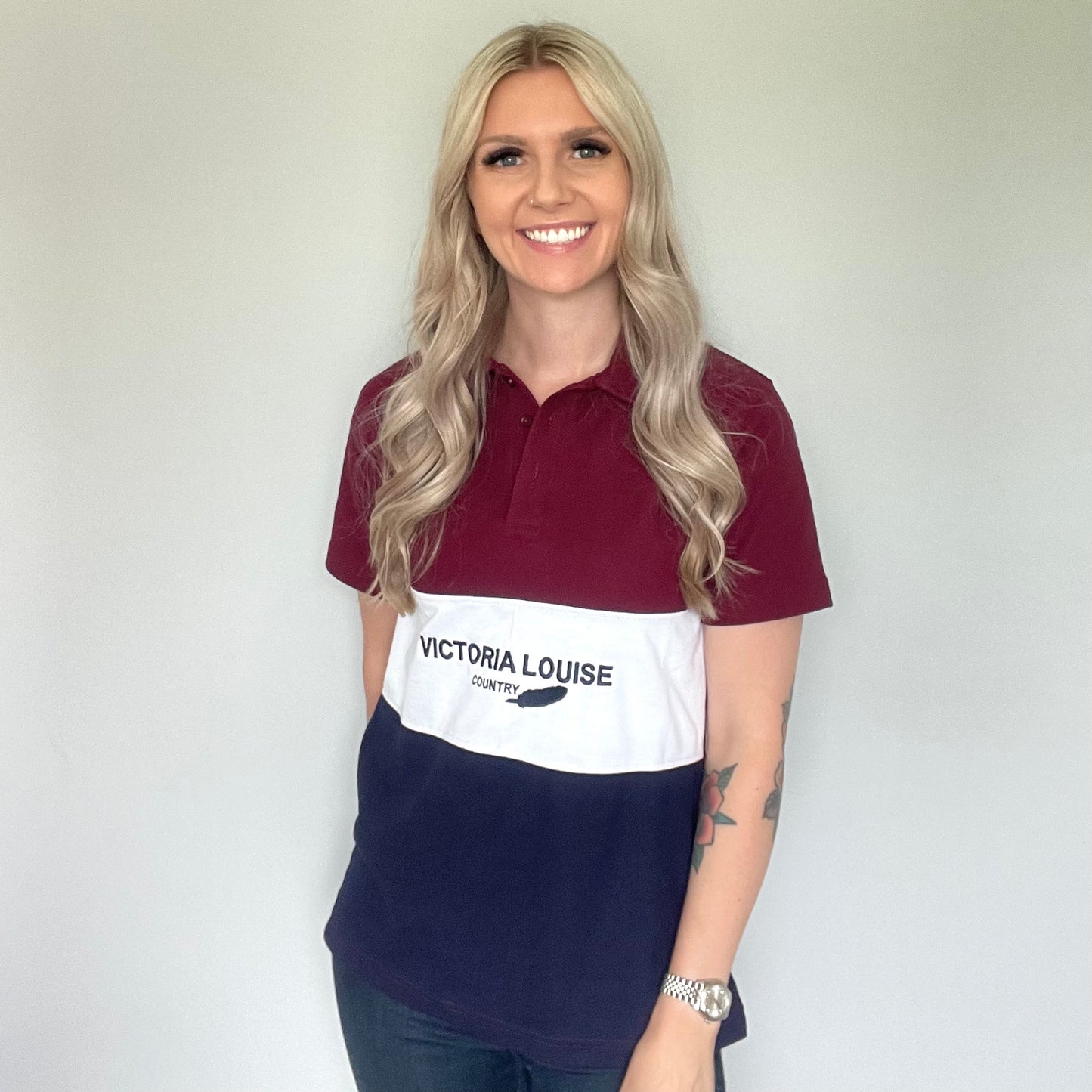 Burgundy & Navy Polo T Shirt