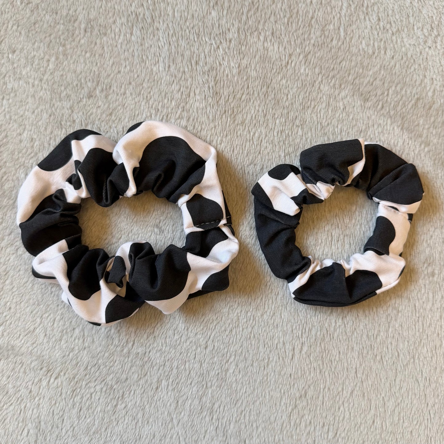 Black Cow Print Scrunchie