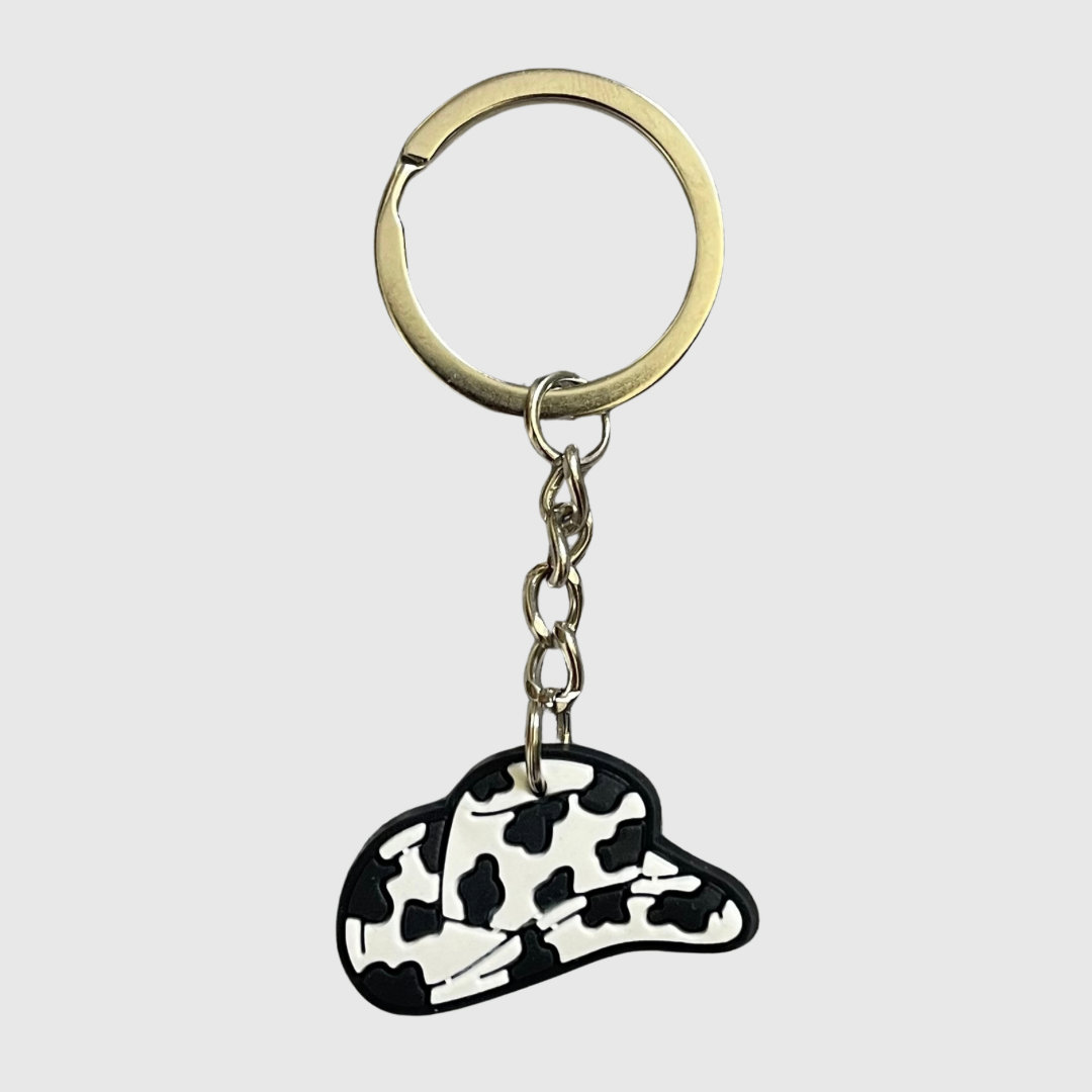 Cow Print Cowboy Hat Keyring