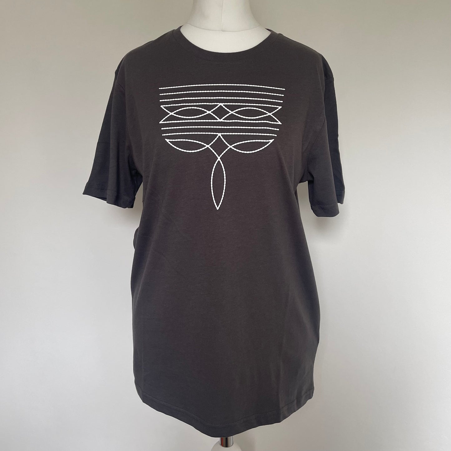 Grey Cowboy Boot Stitch T Shirt