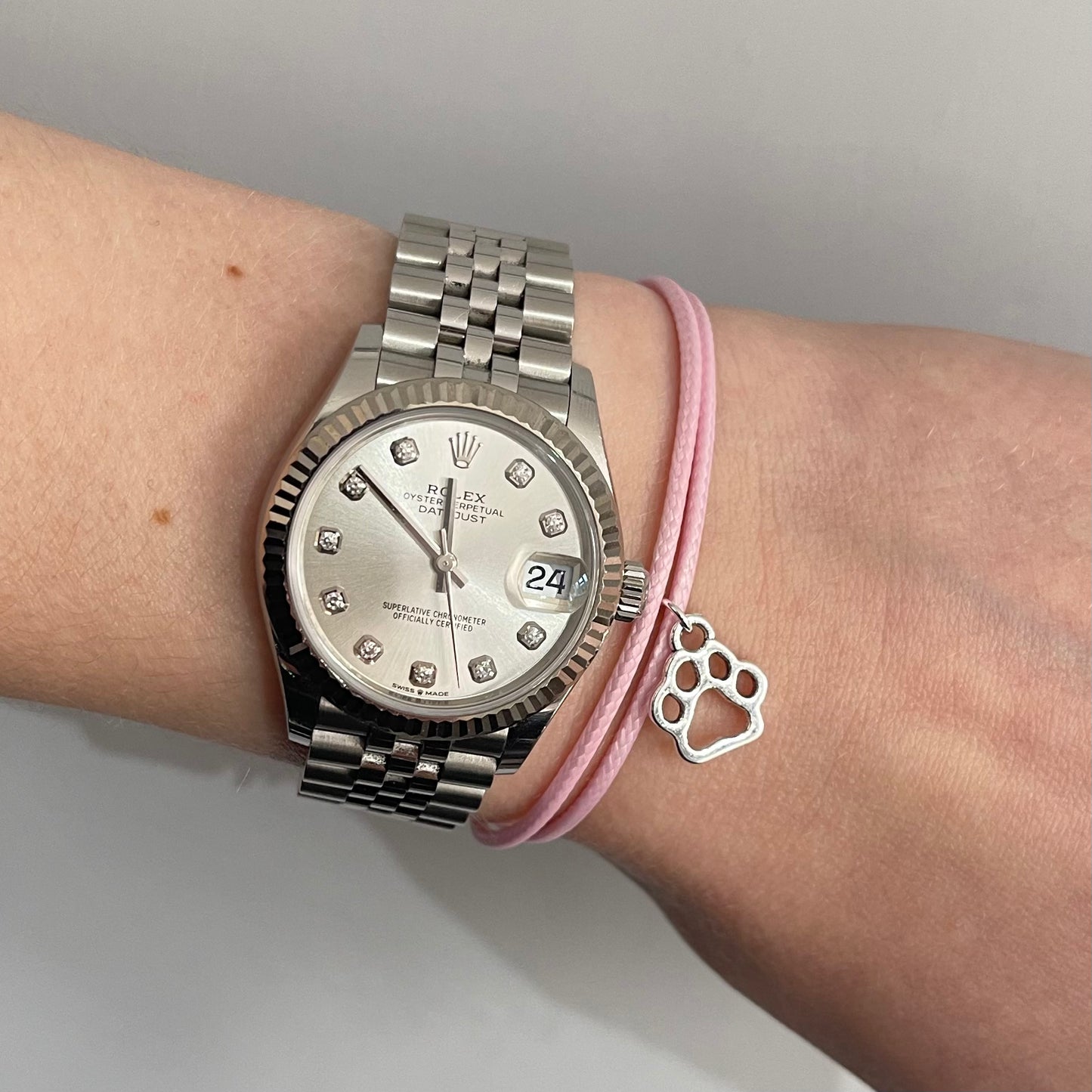 Pink Paw Print Charm Bracelet