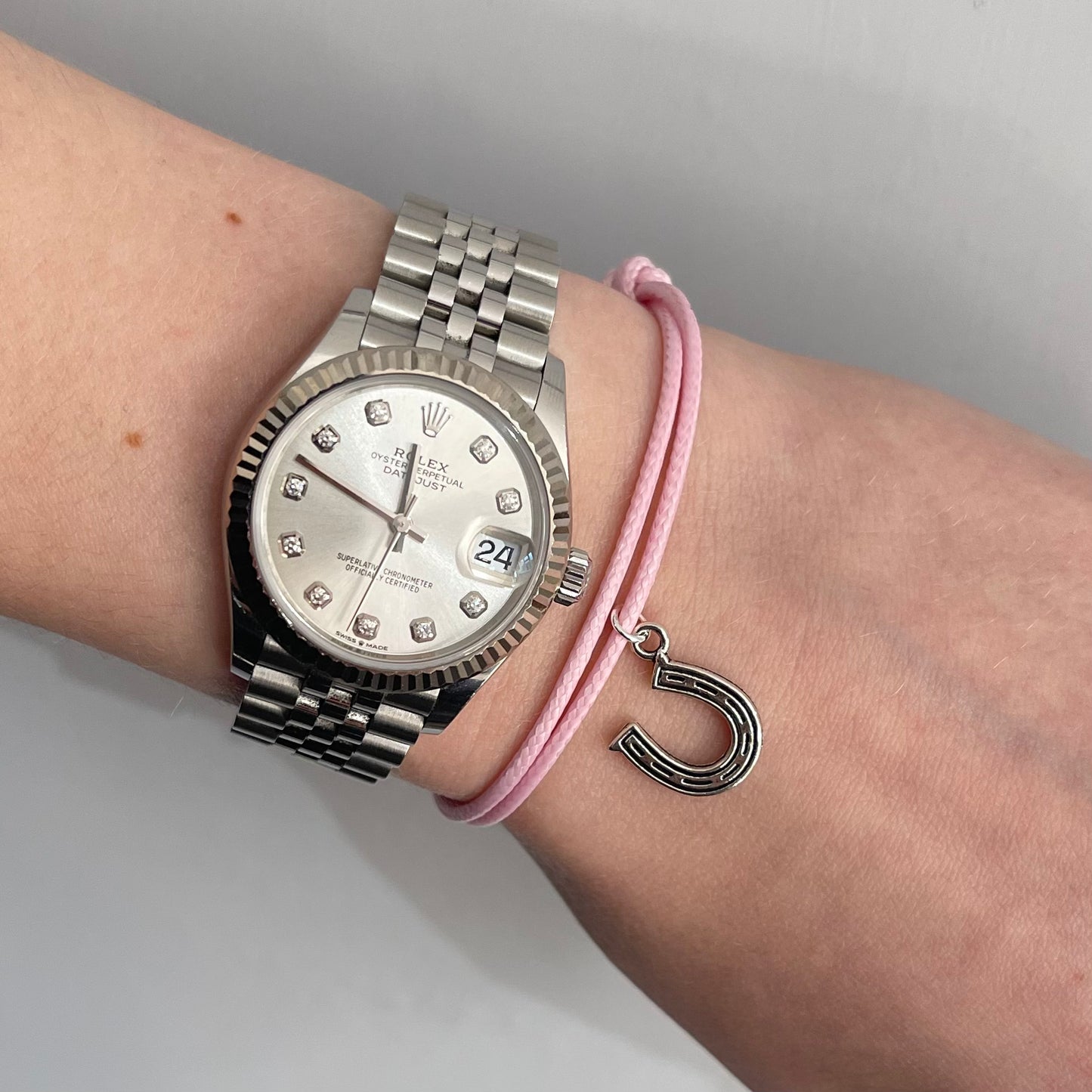 Pink Horse Shoe Charm Bracelet