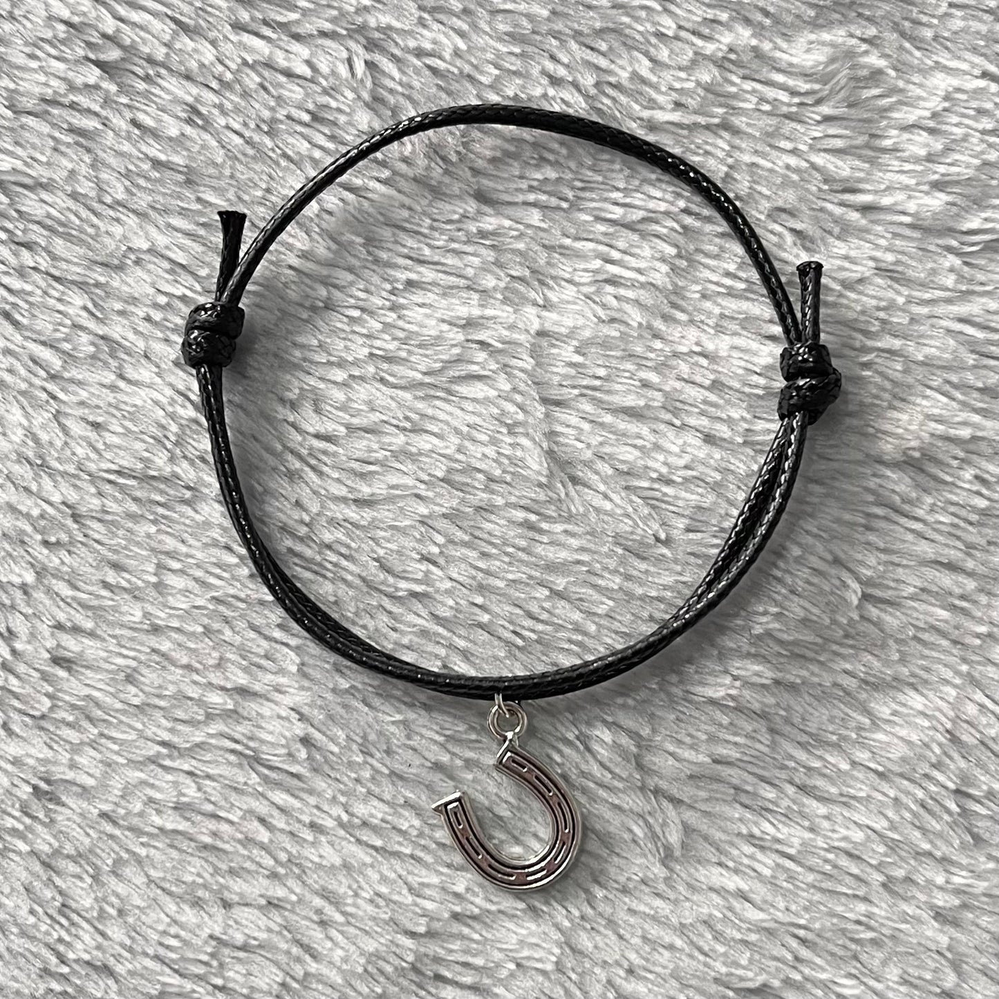 Black Horse Shoe Charm Bracelet