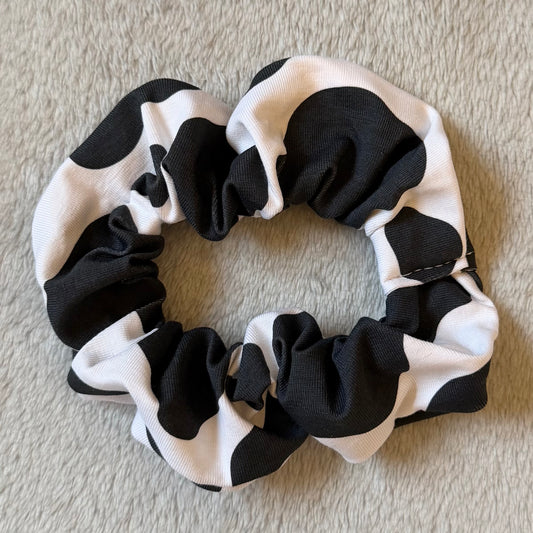 Black Cow Print Scrunchie