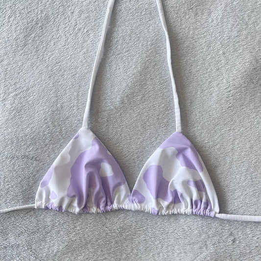 Lilac Cow Print Bikini Top