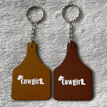 Load image into Gallery viewer, Cowgirl Ear Tag Keyring