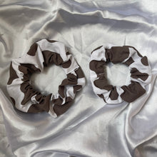 Load image into Gallery viewer, Brown Cow Print Scrunchie