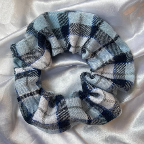 Blue Tartan Scrunchie