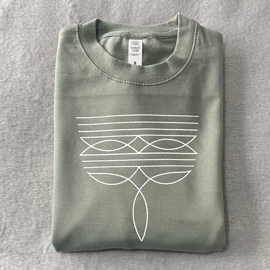 Sage Green Cowboy Boot Stitch Sweatshirt