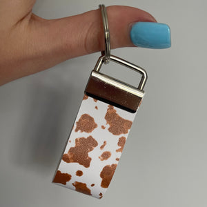 Brown Cow Print Keyring