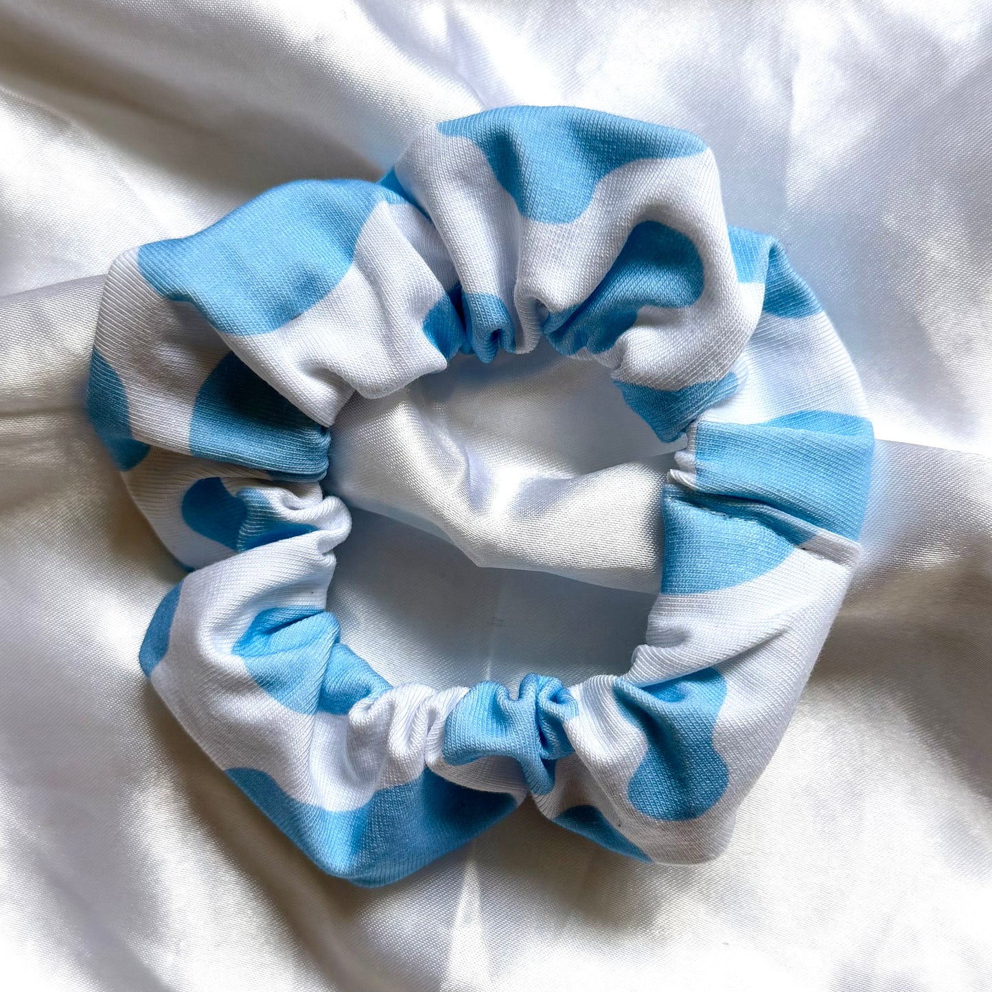 Baby Blue Cow Print Scrunchie