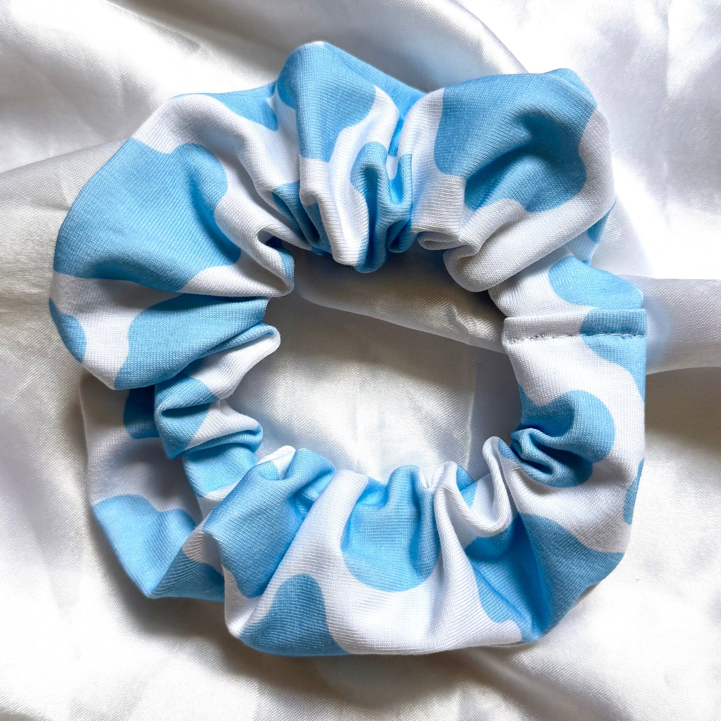 Baby Blue Cow Print Scrunchie