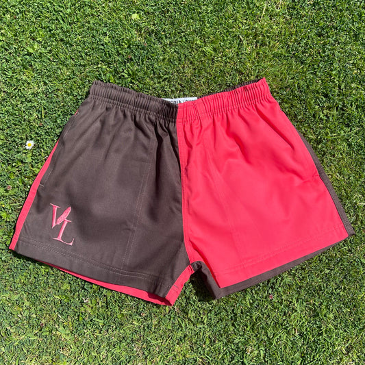 Chocolate and Raspberry Zipped Pocket Shorts