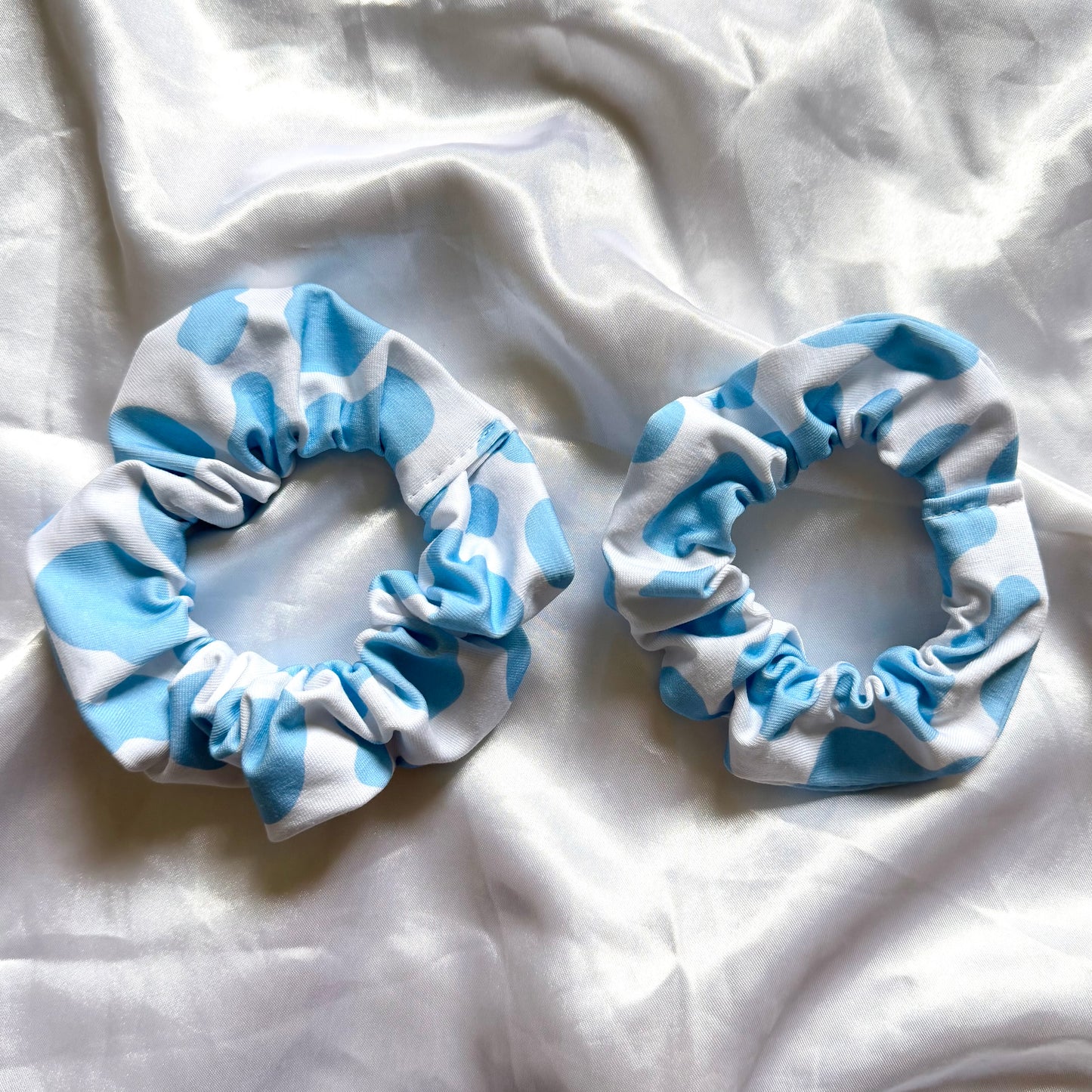 Baby Blue Cow Print Scrunchie