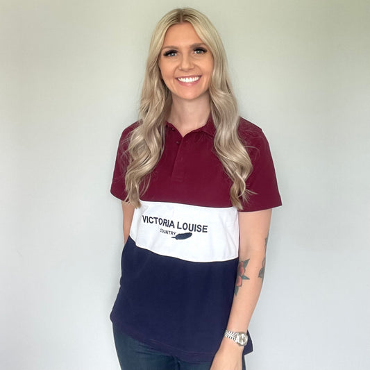 Burgundy & Navy Polo T Shirt