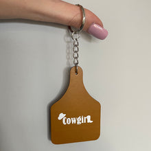 Load image into Gallery viewer, Cowgirl Ear Tag Keyring