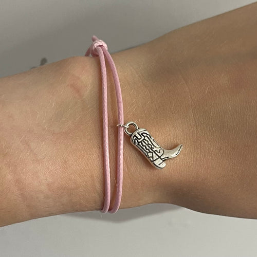 Pink Cowboy Boot Charm Bracelet