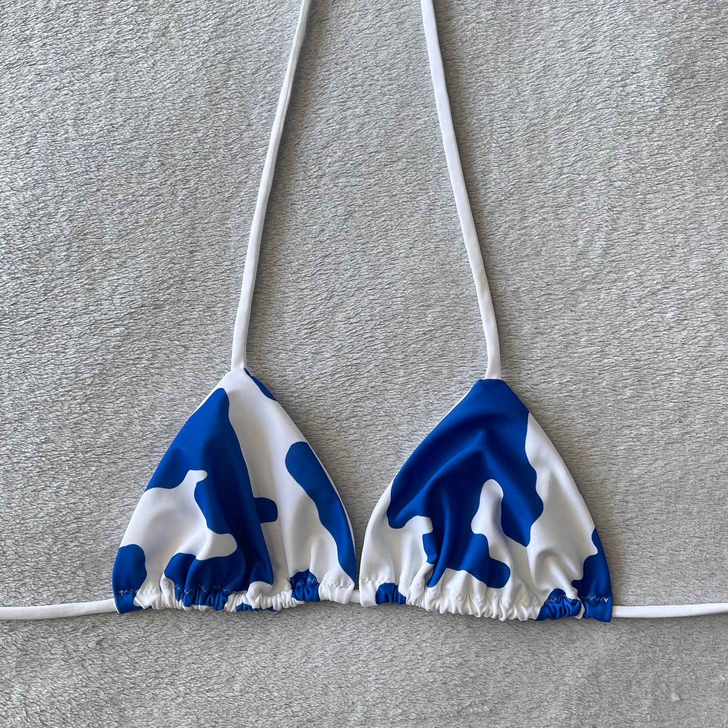 Royal Blue Cow Print Bikini Top