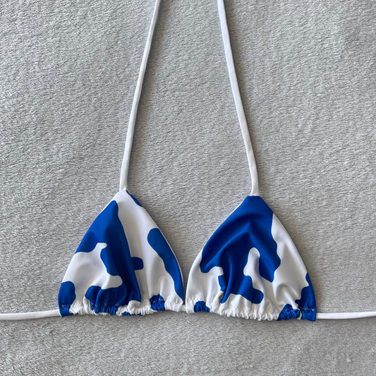 Royal Blue Cow Print Bikini Top