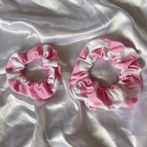 Pink Cow Print Scrunchie