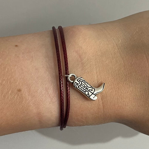 Burgundy Cowboy Boot Charm Bracelet