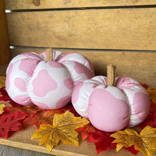 Pink Cow Print Pumpkin