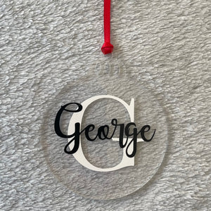 Personalised Letter Bauble Hanging Christmas Decoration