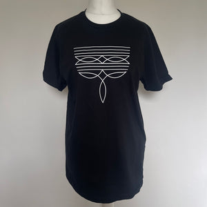 Black Cowboy Boot Stitch T Shirt