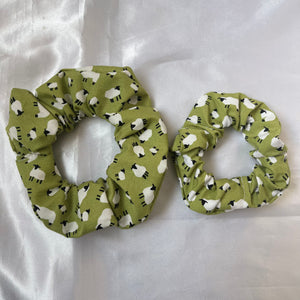 Green Sheep Scrunchie