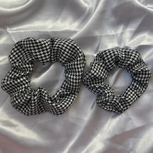 Load image into Gallery viewer, Black and White Houndstooth Scrunchie