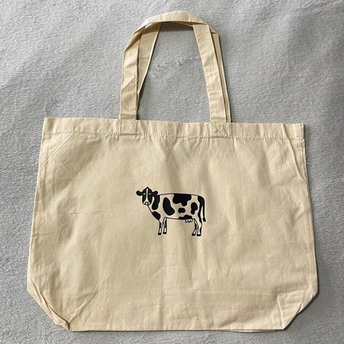 Beige Cow Tote Bag