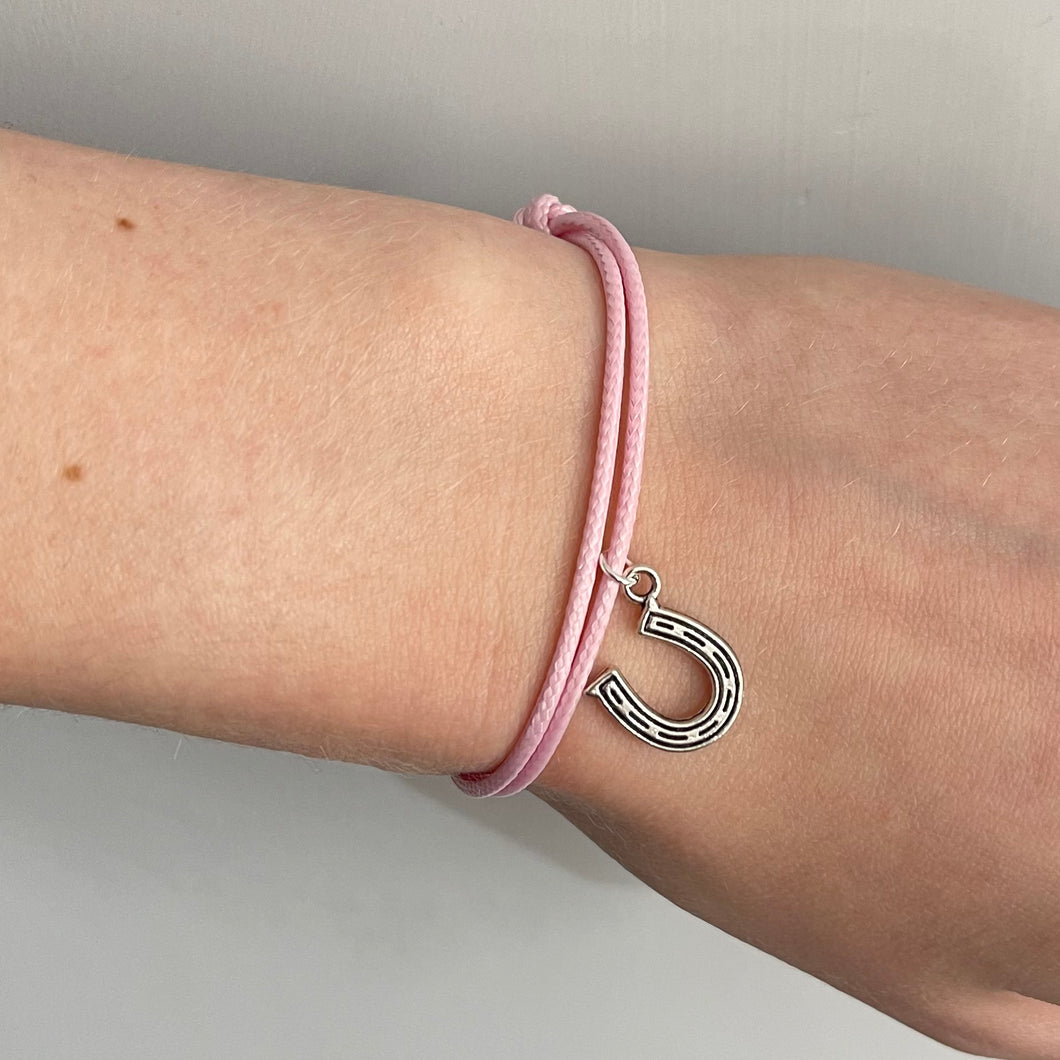 Pink Horse Shoe Charm Bracelet