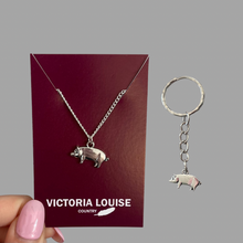 Load image into Gallery viewer, Pig Necklace and Keyring Set