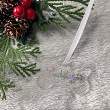 Load image into Gallery viewer, Personalised Pet Bone Christmas Decoration Silver Writing