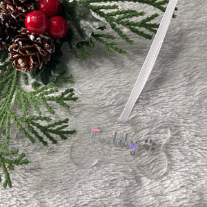 Personalised Pet Bone Christmas Decoration Silver Writing