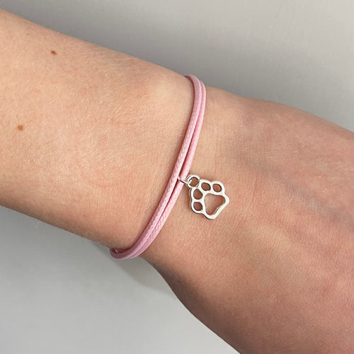 Pink Paw Print Charm Bracelet