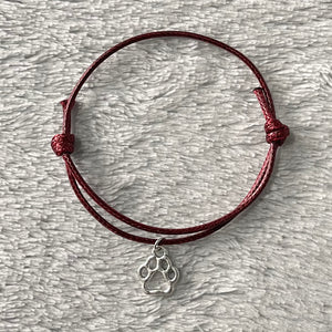 Burgundy Paw Print Charm Bracelet