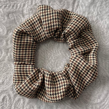 Load image into Gallery viewer, Brown Houndstooth Scrunchie