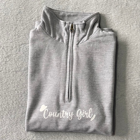 Grey Country Girl Quarter Zip Sweatshirt