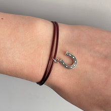 Load image into Gallery viewer, Burgundy Horse Shoe Charm Bracelet