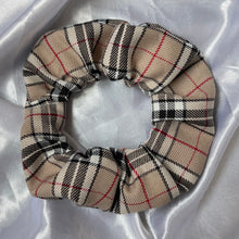 Load image into Gallery viewer, Beige Tartan Scrunchie