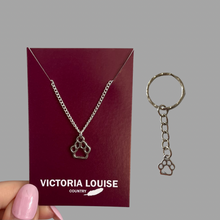 Load image into Gallery viewer, Paw Print Necklace and Keyring Set