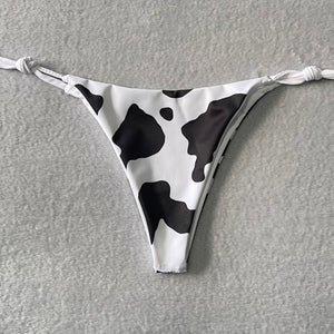 Black Cow Print Bikini Bottoms