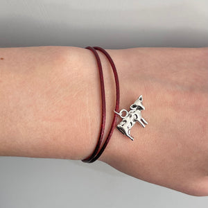 Burgundy Cow Charm Bracelet