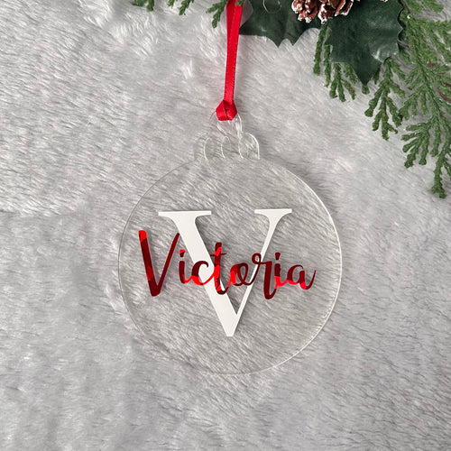 Personalised Letter Bauble Hanging Christmas Decoration