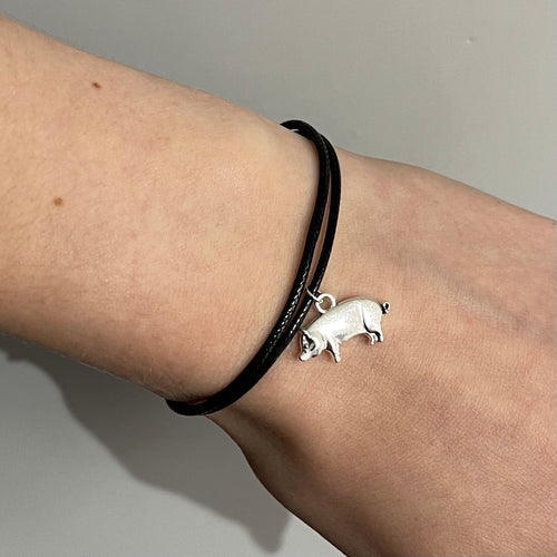 Black Pig Charm Bracelet