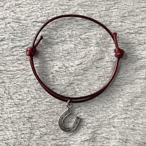 Burgundy Horse Shoe Charm Bracelet